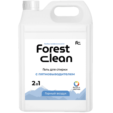 Гель для стирки белья 5 л "FOREST clean" с пятновыводителем канистра ЕВРО, концентрат, "Горный воздух"