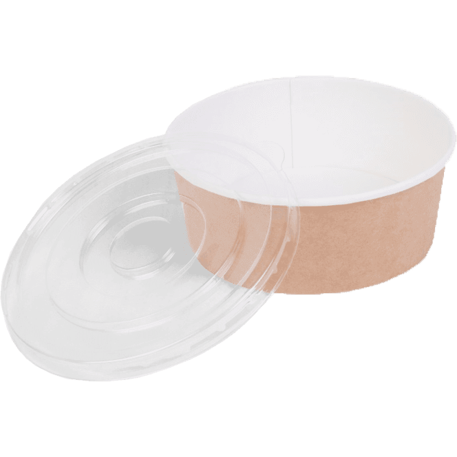 Контейнер/салатник/супница бумажный круглый 750 мл КРАФТ OSQ Round Bowl D-150 мм + крышка КОМПЛЕКТ
